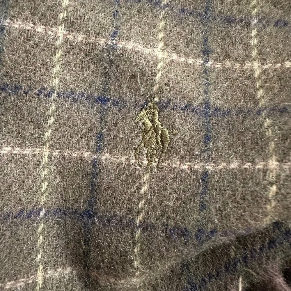 Polo Ralph Lauren plaid 100% wool scarf with fringe